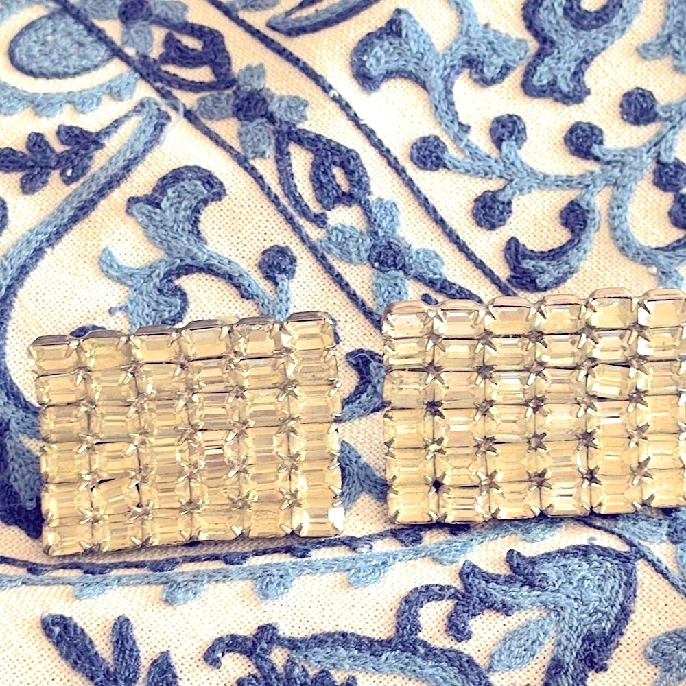 Vintage Shoe Buckles Large Rectangular Rhinestone… - image 2